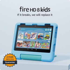 Amazon Fire HD 8 Kids tablet (newest model), ages 3-7 | 4GB memory, Includes ad-free and exclusive content, parental controls and 13-hr battery, 64GB, Blue