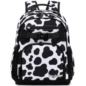 Cute Small Little Kids Cow Print Backpack Kindergarten Preschool Backpacks for Girls Ages 2-4-6 (Black Cow Print)