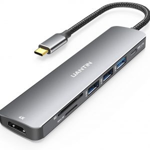 USB C Hub 7 in 1 Multiport Adapter with 4K HDMI Dongle, 100W PD, SD/TF Card Reader, 3 USB-A, USBC Docking Station for MacBook Mac Pro/Air, Dell, HP, ASUS, Acer and Other Type C Laptops