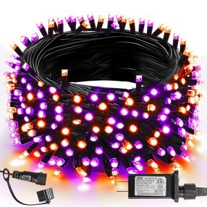 TW SHINE Halloween Lights, 200 LED 66FT Outdoor Halloween Lights Plug in with 8 Modes, Waterproof Light Outdoor, Indoor Decorations for Party Yard Haunted House Decor, Orange and Purple