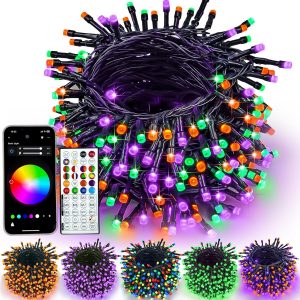 YIQU Smart Color Changing Halloween Lights, 66 FT 200 LED RGB Christmas String Lights with Remote App Control & Timer, Music Sync Multiple Modes Twinkle Light Waterproof Indoor Outdoor Decor